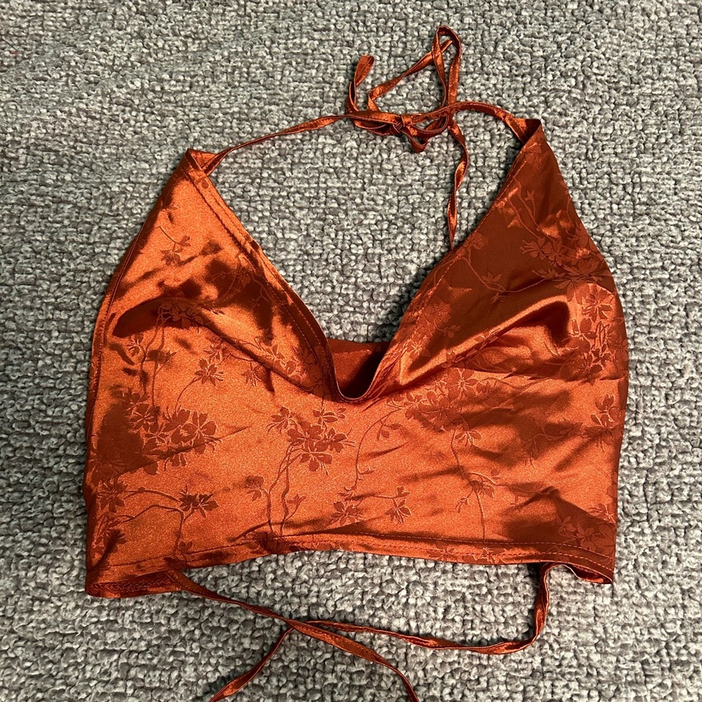 Shein orange halter tank top size small